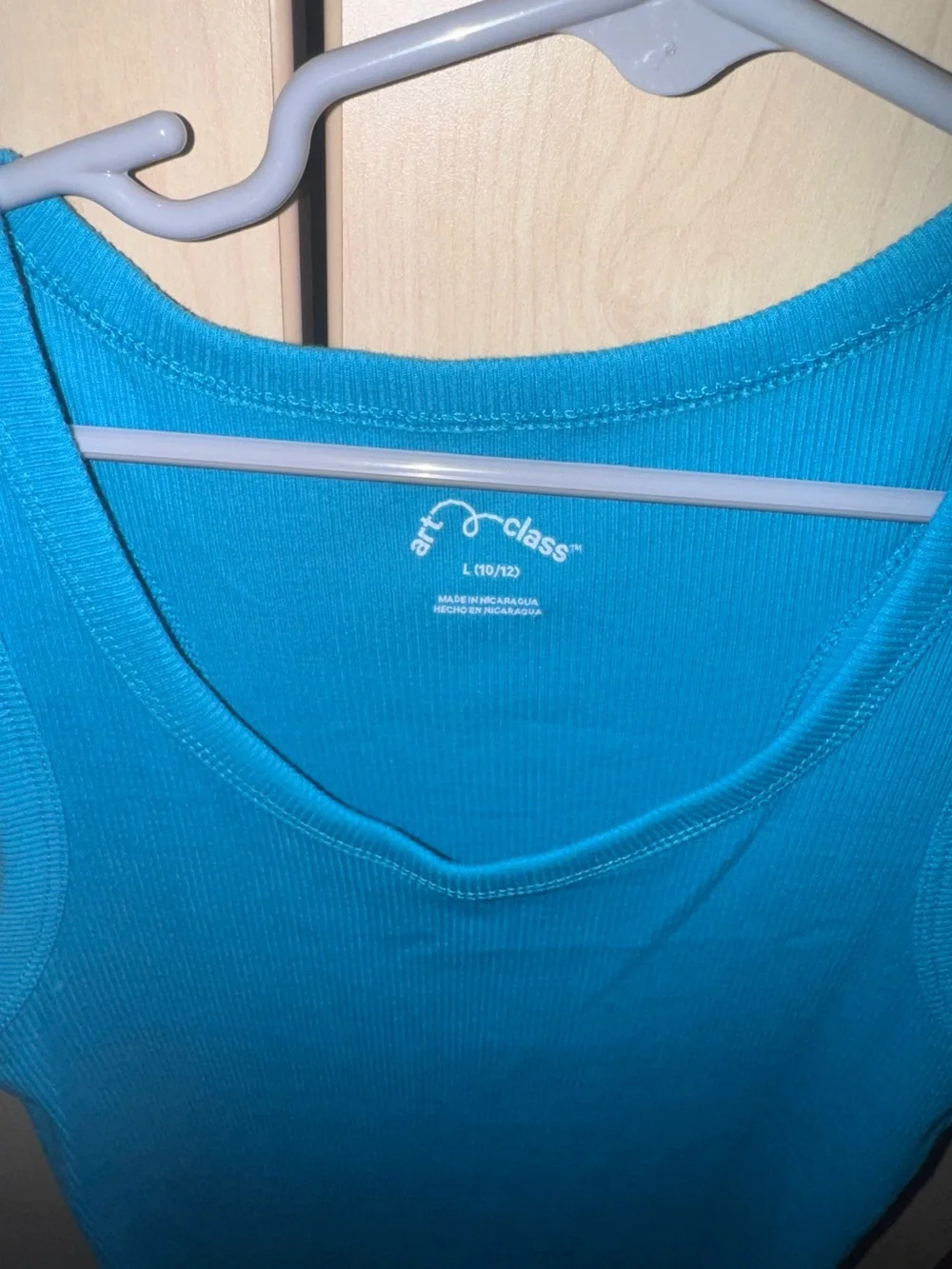 Art Class Girls Teal Ribbed Tank Dress Size L 10/12 Sleeveless
